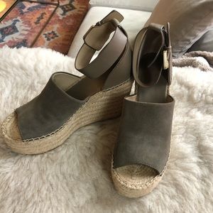 Marc Fisher olive espadrille wedges